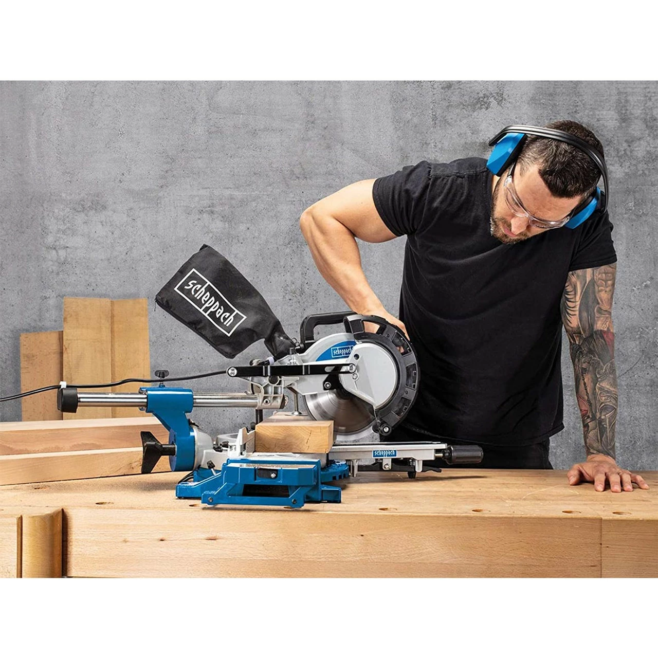 Scheppach HM216 216mm Sliding Compound Mitre Saw (240V) - Image 4