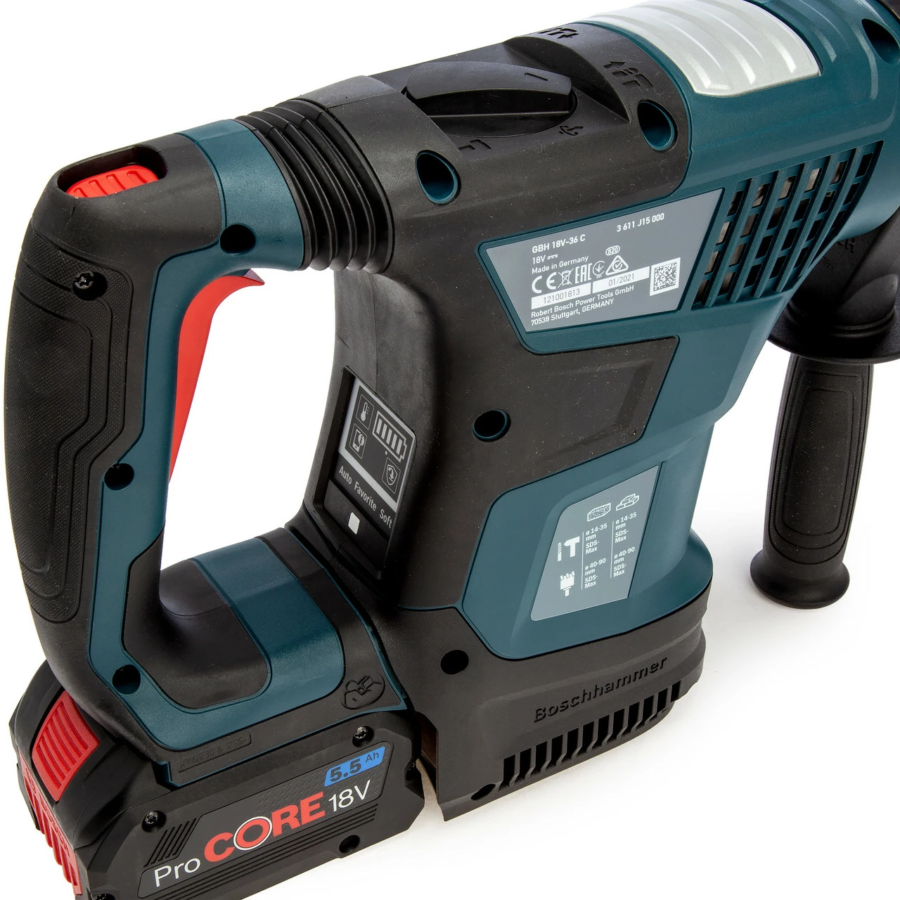 Bosch GBH 18V-36 C BiTURBO Brushless SDS Max Rotary Hammer (2 X 5.5Ah Batteries) - Image 4