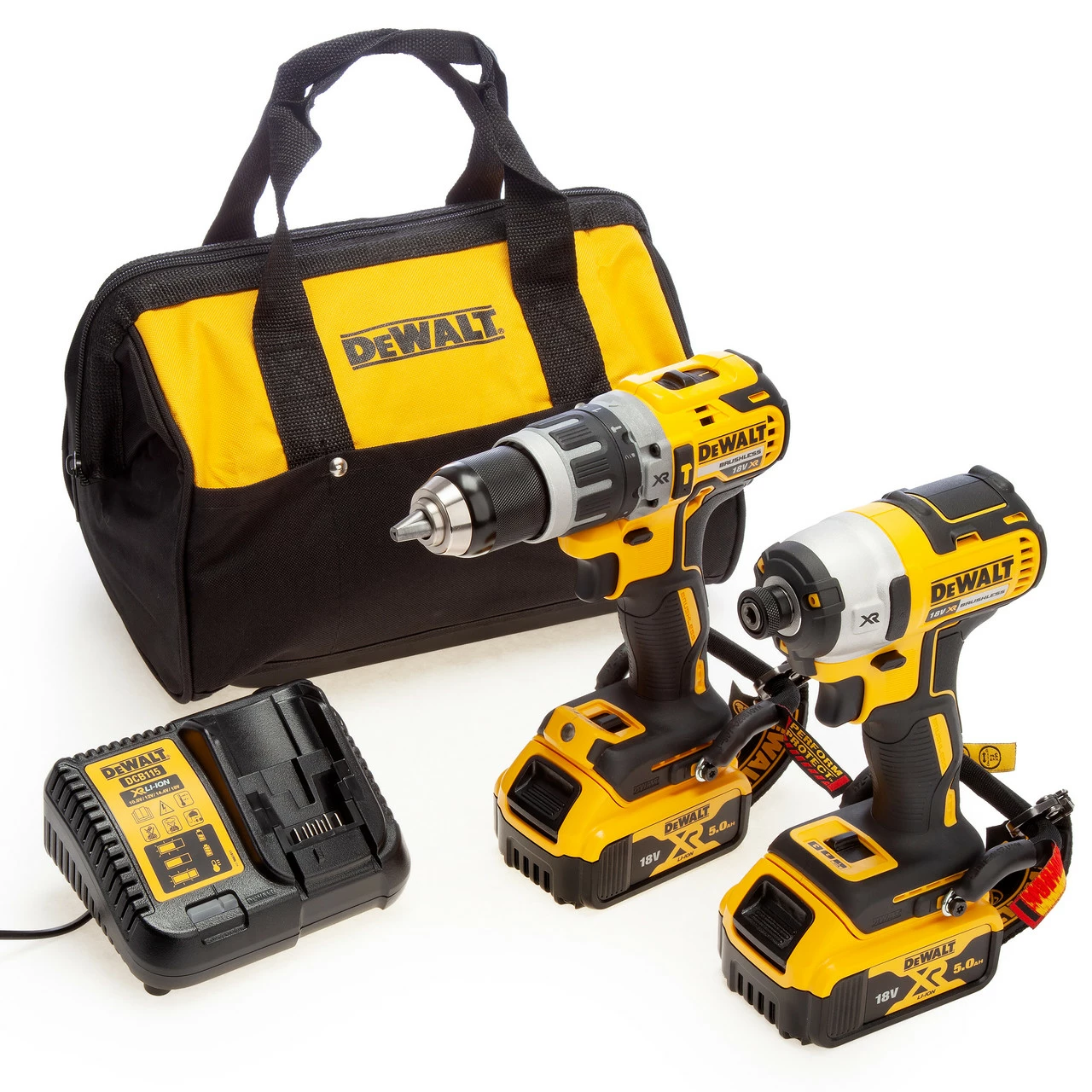 Dewalt DCK266P2LR 18V XR Combi Drill & Impact Driver Twin Pack Lanyard Ready (2 X 5.0Ah Batteries)