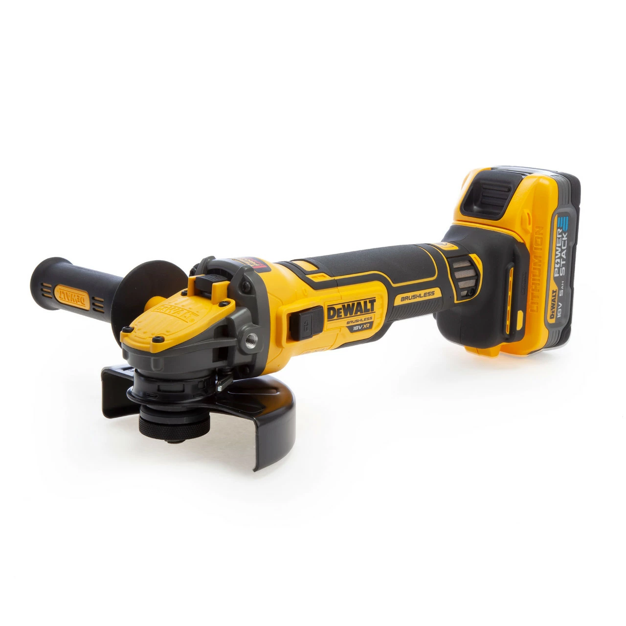 Dewalt DCG409H2T 18V XR 5 Inch/125mm Brushless Angle Grinder (2 X 5.0Ah Powerstack Batteries) - Image 2