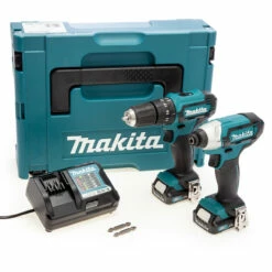 Makita CLX228AJ 12Vmax CXT Combi Drill & Impact Driver Twin Pack (2 X 2.0Ah Batteries)